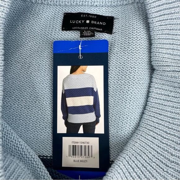 NWT Lucky Brand Ladies' Colorblock Cotton Sweater Blue Multi Size L - Picture 10 of 14